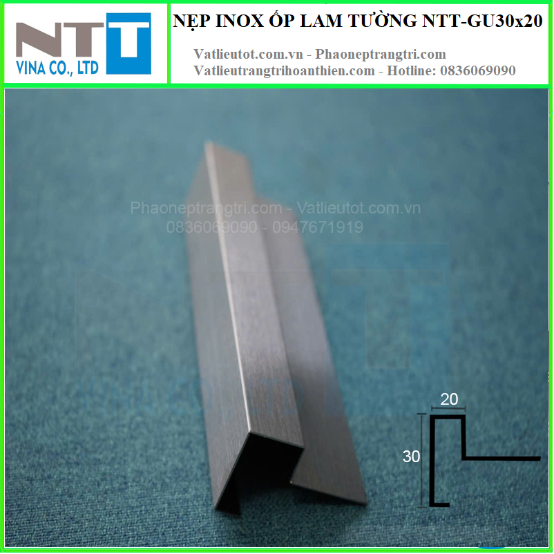 Nẹp inox ốp lam NTT-GU30x20