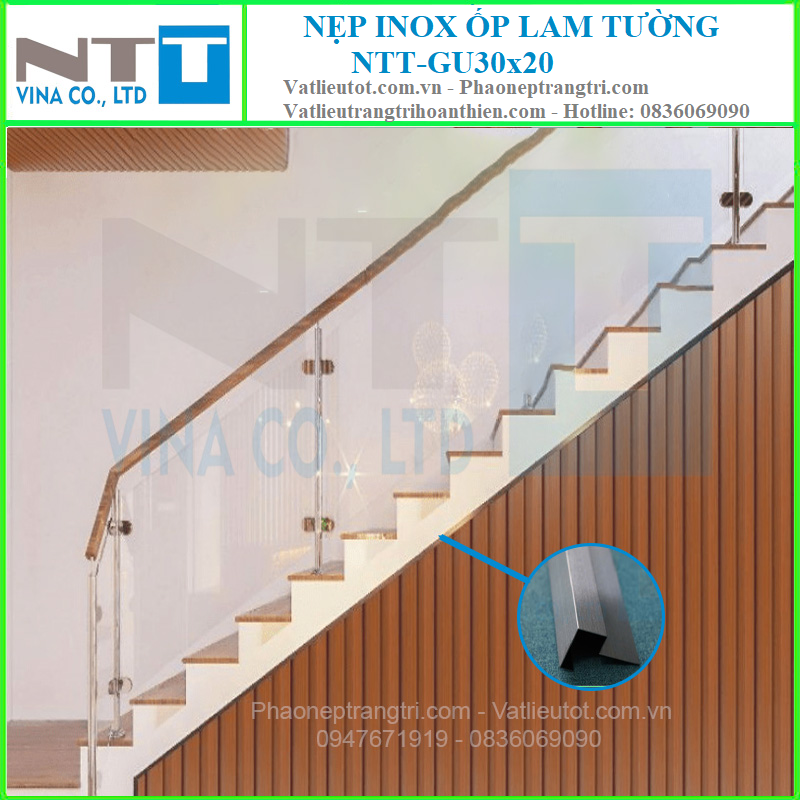 ứng dụng nẹp inox ốp lam GU30x20