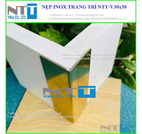 Nẹp inox chữ V trang trí góc, Nẹp inox NTT-V30