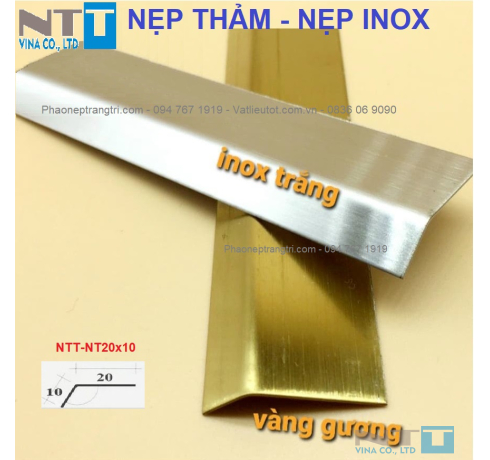 NẸP THẢM INOX, NẸP KẾT THÚC THẢM NTT-NT10x20