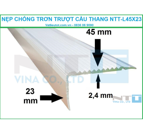 Nẹp nhôm chống trơn trượt NTT-L45x23 