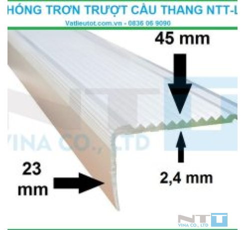 Nẹp nhôm chống trơn trượt NTT-L45x23 