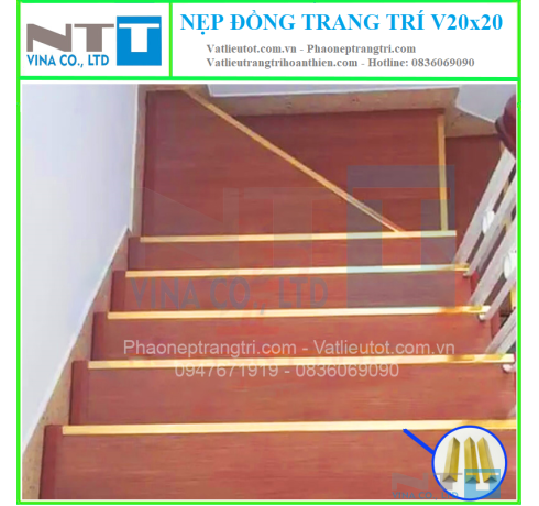 Nẹp đồng trang trí NTT-V20x20