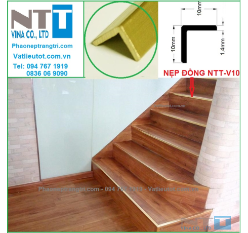 Nẹp đồng trang trí - Nẹp đồng NTT-V10x10