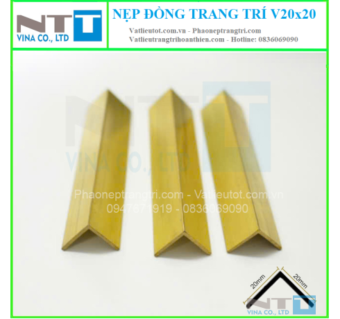 Nẹp đồng trang trí NTT-V20x20