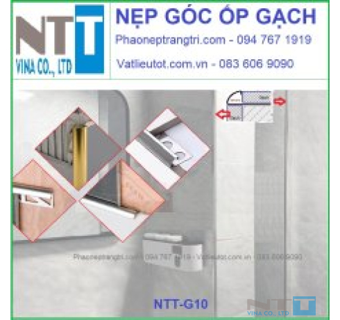 NẸP ỐP GÓC TƯỜNG INOX, ỐP GÓC GẠCH INOX NTT-G10