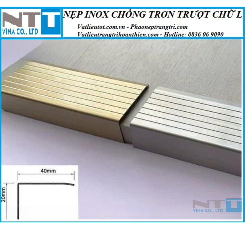 Nẹp inox chống trơn trượt NTT-L40x20