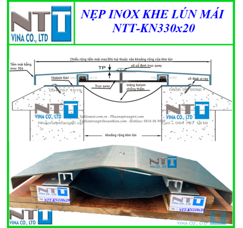 Nẹp khe lún mái xưởng NTT-KN330x20