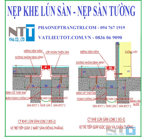 Nẹp khe lún đa năng NTT-KN50CS, NTT-KNG150CS: Giải pháp co giãn – kết nối – thẩm mỹ cho mọi mặt sàn và tường.