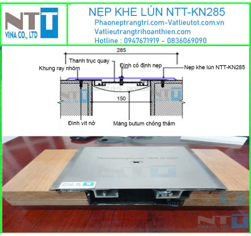 Nẹp nhôm che khe lún phẳng NTT-KN285x2N