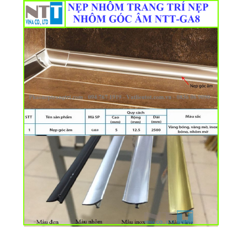 Nẹp nhôm trang trí - Nẹp nhôm NTT-GA8 