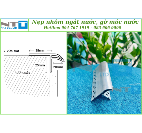 Nẹp nhôm ngắt nước NTT – Bảo vệ công trình khỏi thấm dột và xuống cấp