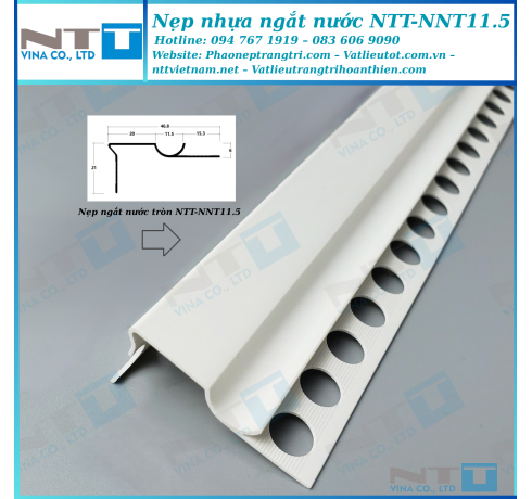 Nẹp nhựa ngắt nước tròn có cánh lưới NTT-NNT11.5