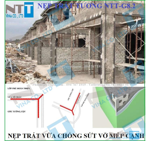 NẸP NHỰA TRÁT TƯỜNG, NẸP TRÁT GÓC TƯỜNG G8.2T