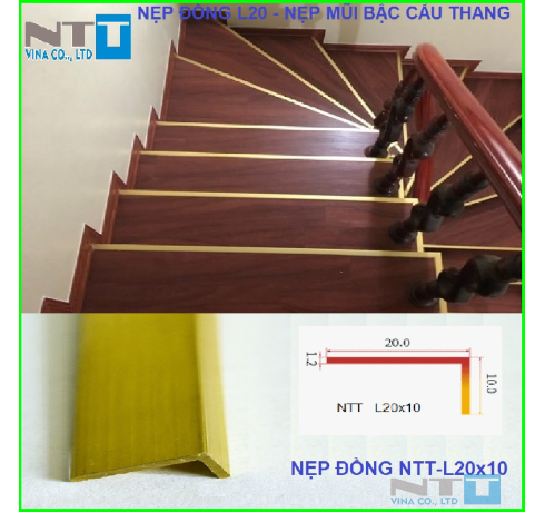 Nẹp đồng trang trí - Nẹp đồng NTT-L20x10