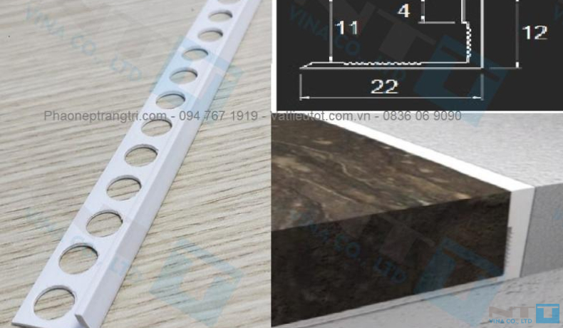 Nẹp tách khe chân tườngNTT-L12x22 – Nẹp nhựa trát vữa bảo vệ góc & hoàn thiện chân tường
