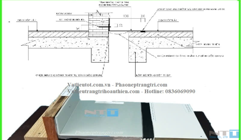 Nẹp che khe lún - Khe co giãn - Khe nhiệt NTT-L50x150CS bảo vệ cấu trúc công trình bệnh viên, trường học 