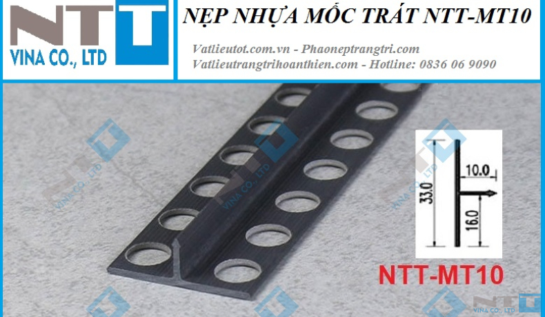 NẸP NHỰA MỐC TRÁT - NẸP TRÁT TƯỜNG NTT-MT10