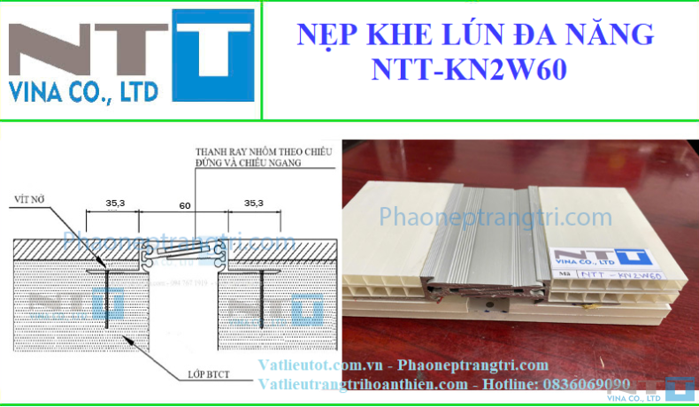 Nẹp khe co giãn - nẹp khe nhiệt đa năng NTT-KN2W60