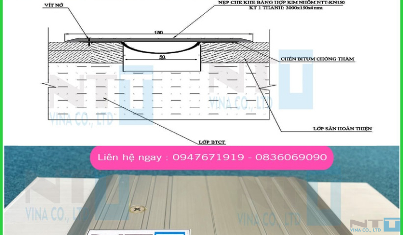 Nẹp khe lún đa năng - khe co giãn - khe nhiệt NTT-KN150