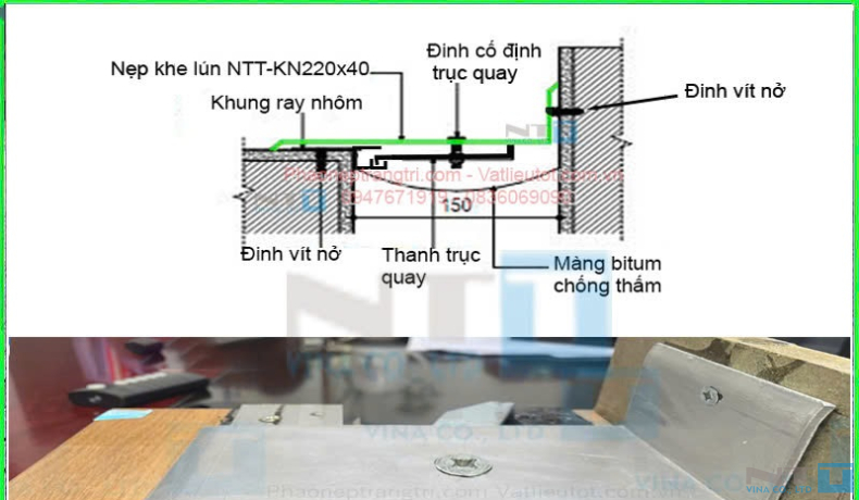 Bộ nẹp che khe co giãn, khe nhiệt NTT-L224x40