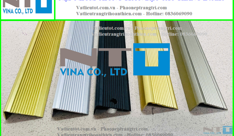 Nẹp nhôm L45×23 chống trơn trượt – Bảo vệ mép bậc cầu thang & tăng thẩm mỹ không gian