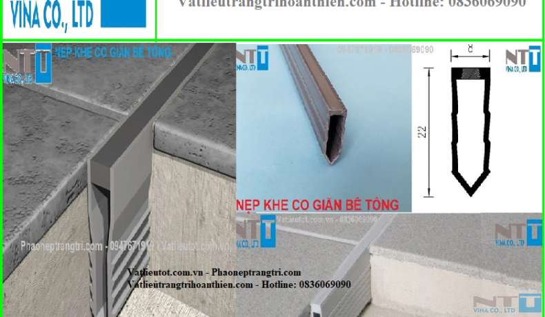 Nẹp tách khe - chống nứt vỡ sàn bê tông NTT-TK8