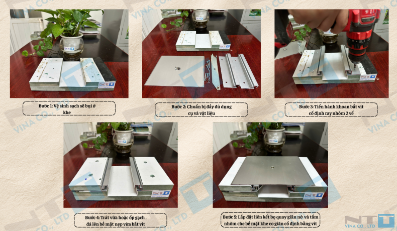 Quy trình thi công nẹp khe lún nhôm NTT-KN200